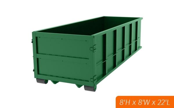 you can rent a 40-yard dumpster for commercial projects such as construction sites, office buildings, and warehouses